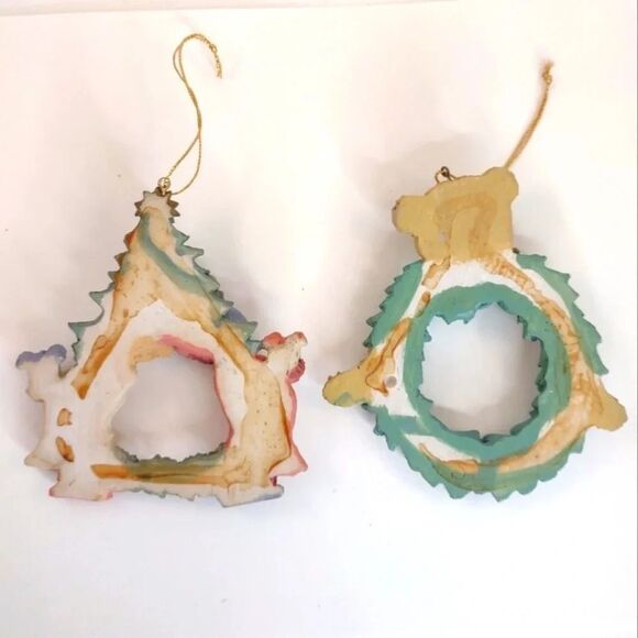 Christmas Ornaments Wreath and Bears Lot of 2 - Picture 2 of 16